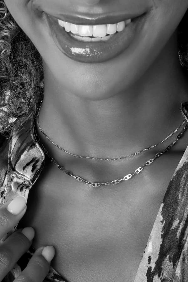 Silver Halsband i Rostfritt Stål - Tunn Länk / Kedja - 3 mm