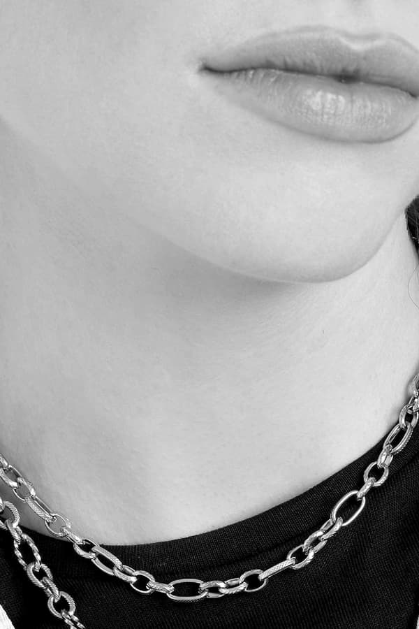Silver Halsband i Rostfritt Stål - Eleganta Ovala Länkar - 6 mm