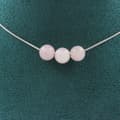 Miniatyrbild 1 av 4: Halsband - ABIJOUX - 3 pärlor Rosenkvarts 8 mm - Rostfritt stål - Anpassningsbar storlek - Mixad