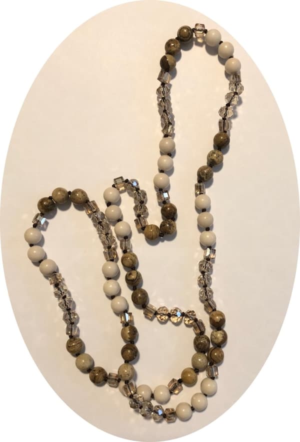 1 halsband kristall rondeller halvädelstens pärlor