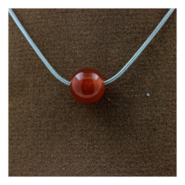 Collier - ABIJOUX - Cornaline från Uruguay 8mm - Kedja i rostfritt stål - Längd 40 till 90cm - Unisex