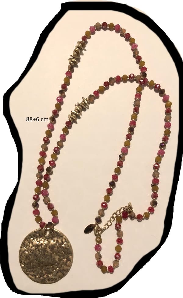 elegant vacker långt halsband kristallrondeller