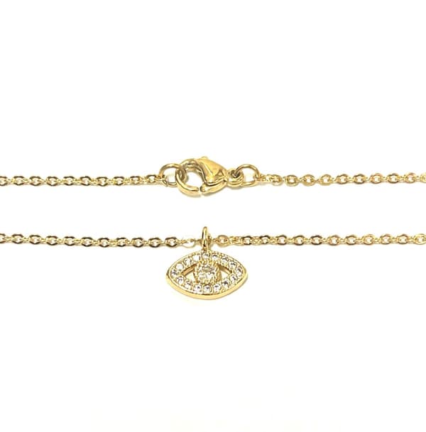 18k guldplätering halsband med små onda ögat hänge, symboliskt halsband