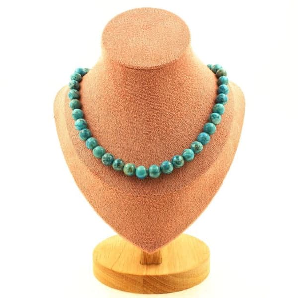 Halsband - Ett Bijoux - Turkos från Sydafrika - 8 mm - Rostfritt stål - Anpassningsbar storlek