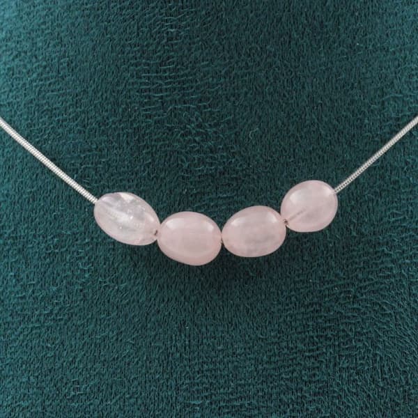 Halsband - A Bijoux - Rosenkvarts från Brasilien - Kedja i rostfritt stål - Anpassningsbar storlek