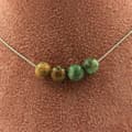 Miniatyrbild 1 av 4: Collier - En Smycken - 4 turkosa pärlor från Peru 8 mm - Rostfritt stål - Längd 45 cm - Unisex