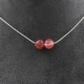 Miniatyrbild 1 av 4: Stenar och mineraler. Halsband 2 Strawberry Quartz pärlor från Madagascar Steel chain Halsband för kvinnor, män. Anpassningsbar storlek