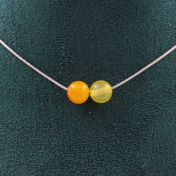 Collier - ABIJOUX - Sardonyx gul 8mm - Kedja i rostfritt stål - Längd 45cm - Anpassningsbar