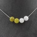 Miniatyrbild 1 av 4: Halsband - ABIJOUX - 4 Serpentinepärlor 8 mm - Rostfritt stål - Anpassningsbar storlek - Unisex