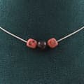 Miniatyrbild 1 av 4: Halsband - Ett smycke - Rhodochrosit från Brasilien - 3 pärlor - Rostfritt stål - Anpassningsbar längd