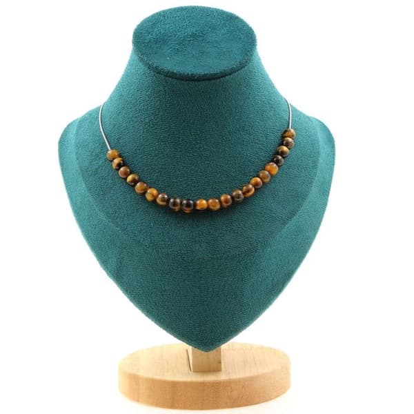 Halsband - Ett Smycke - Tigeröga - 20 pärlor - Stål - Längd 45 cm