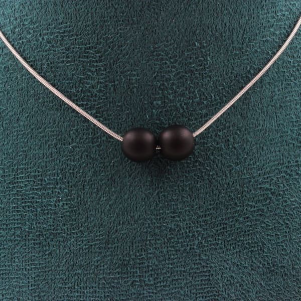 Collier - Ett smycke - Matt svart onyx 8mm - Rostfritt stål - Anpassningsbar storlek - Unisex