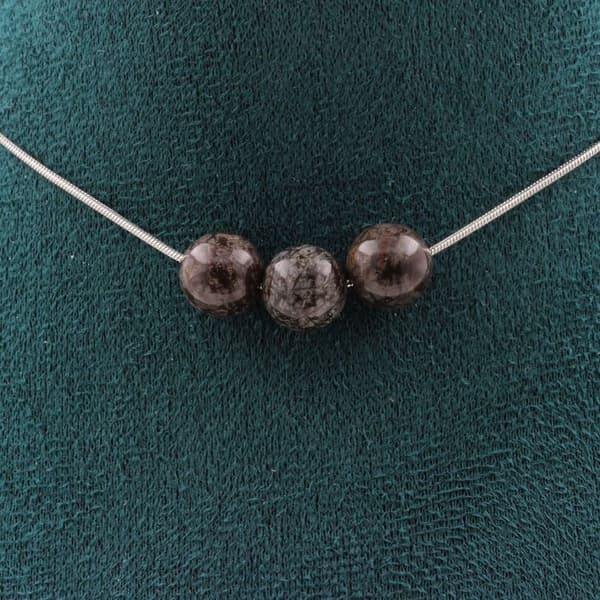 Halsband - ABIJOUX - Brun snöflingeobsidian - 8 mm - Rostfritt stål - Anpassningsbar storlek