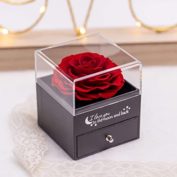 Real Eternal Rose med I Love You-halsband, Mors Dagspresent, Mammapresent, Eternal Rose, Mors Dagspresent