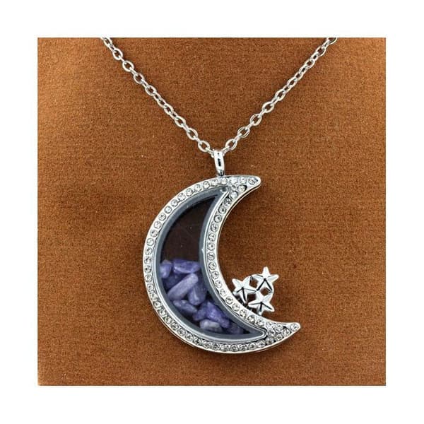 Collier - ABIJOUX - Modell Måne - Brut Tanzanit - Rostfritt stål - Blandet barn/vuxen