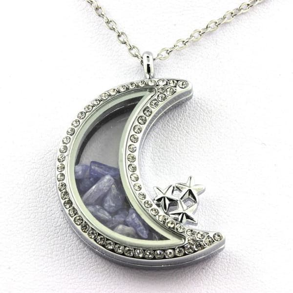 Collier - ABIJOUX - Modell Måne - Brut Tanzanit - Rostfritt stål - Blandet barn/vuxen