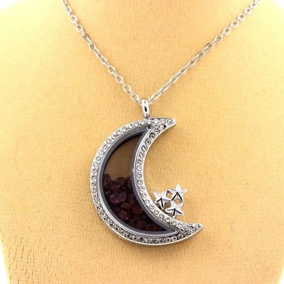 Collier - ABIJOUX - Modell Måne - Rå rubin - Rostfritt stål - Unisex