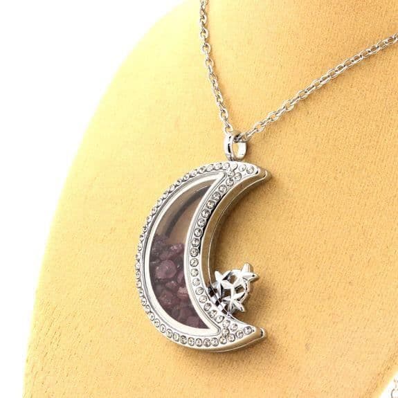 Collier - ABIJOUX - Modell Måne - Rå rubin - Rostfritt stål - Unisex