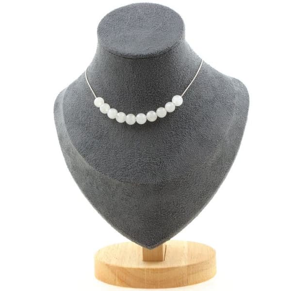 Halsband - Ett Smycke - Månsten - 10 pärlor - Rostfritt stål - Längd 45 cm