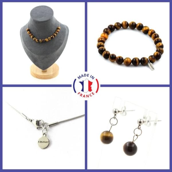 Stenar och mineraler. Set Armband Halsband Örhängen Studs 15 Eye pärlor av anpassningsbar storlek.