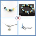 Miniatyrbild 1 av 4: Stenar och mineraler. Citrin Beads Armband Halsband Set + Blå Kalcedon + Svart Onyx Anpassningsbar storlek.