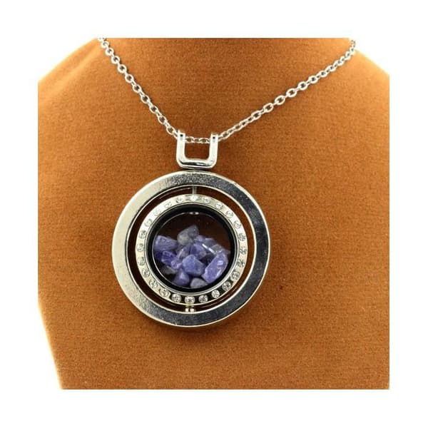Collier - ABIJOUX - Rå tanzanit - Rostfritt stål - Modell Sandur Spherisk - Mixad