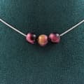 Miniatyrbild 1 av 4: Halsband - ABIJOUX - Bicolor lila tigeröga - 3 pärlor - Rostfritt stål - 45 cm