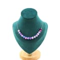 Miniatyrbild 2 av 4: Halsband - ABIJOUX - Agat dragådror - Fuchsia och blå - 8 mm - Kedja i rostfritt stål
