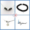 Miniatyrbild 1 av 4: Stenar och mineraler. Armband Halsband Set Matt Svart Onyx + Howlite Beads 8 mm. Kedja i anpassningsbar storlek.