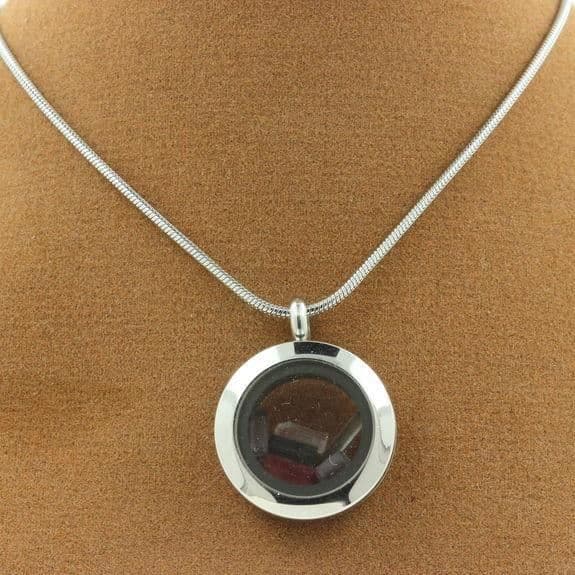 Collier - ABIJOUX - Rå flerfärgad turmalin - Pendentiv 25 mm - Kedja i rostfritt stål - Unisex
