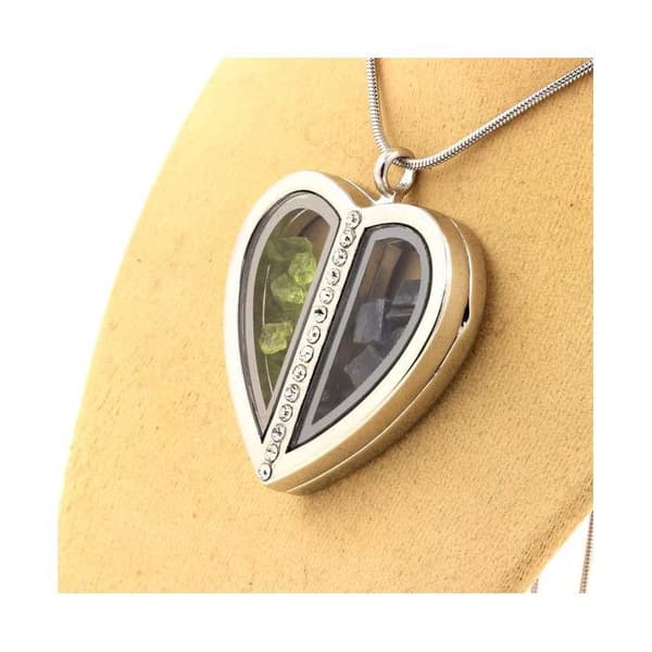 Stenar och mineraler. Peridot + Raw Kyanite Halsband. Hjärta modell.