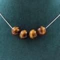 Miniatyrbild 1 av 4: Collier - ABIJOUX - Oeil de Tigre 10 mm - Rostfritt stål - Anpassningsbar längd - Unisex