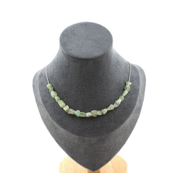 Halsband - Ett Bijoux - Grön Apatit - 20 pärlor - Rostfritt stål - Justerbar längd