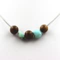 Miniatyrbild 1 av 2: Collier - ABIJOUX - 8 mm träspärlor och Larimar - Rostfritt stål - Mix - Valfri längd