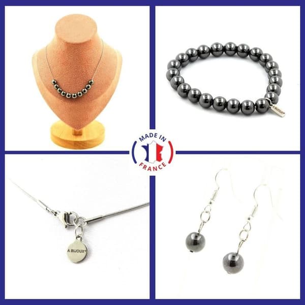 Stenar och mineraler. Armband Halsband dinglande örhängen Set 10 pärlor Anpassningsbar storlek.