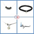 Miniatyrbild 1 av 4: Stenar och mineraler. Armband Halsband Set 4 svarta Obsidian pärlor 8 mm. Kedja i anpassningsbar storlek.