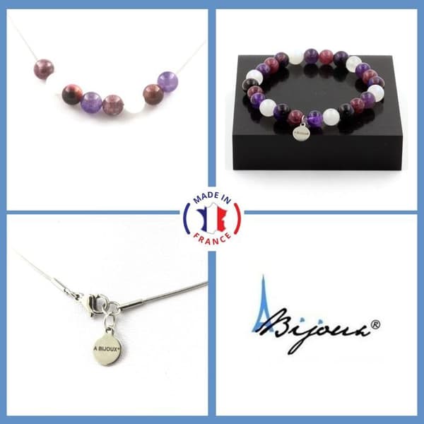 Parure - Ett smycke - Lila tigeröga - Ametist - Anpassningsbar storlek - Unisex