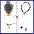 Miniatyrbild 1 av 4: Stenar och mineraler. Armband Halsband dinglande örhängen Set 20 Lapis pärlor Anpassningsbar storlek.