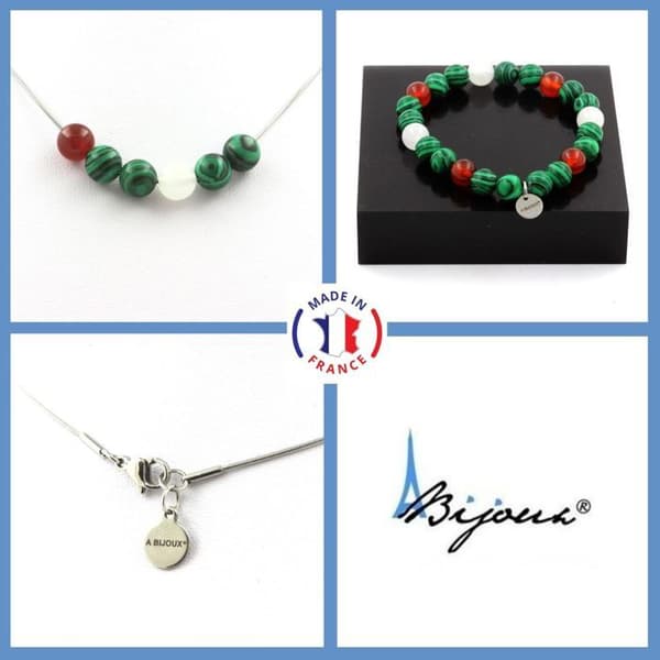 Stenar och mineraler. Moonstone + Red Agate Beaded Armband Halsband Set + Anpassningsbar storlek.