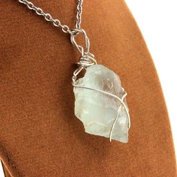 Halsband - ABIJOUX - Rå grön fluorite - Silver 925 - Blanda - 37 x 23 x 12 mm