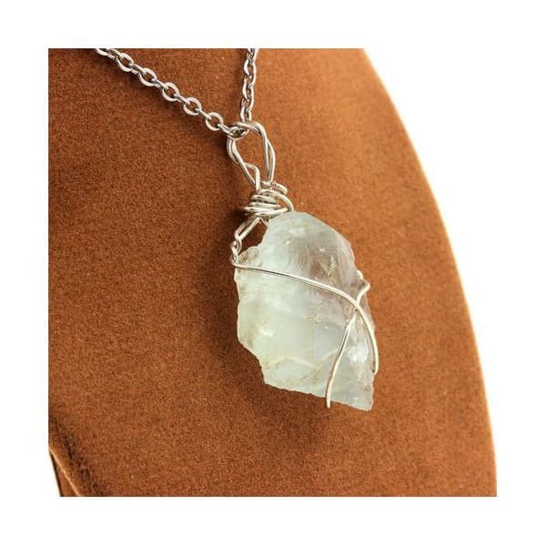 Halsband - ABIJOUX - Rå grön fluorite - Silver 925 - Blanda - 37 x 23 x 12 mm