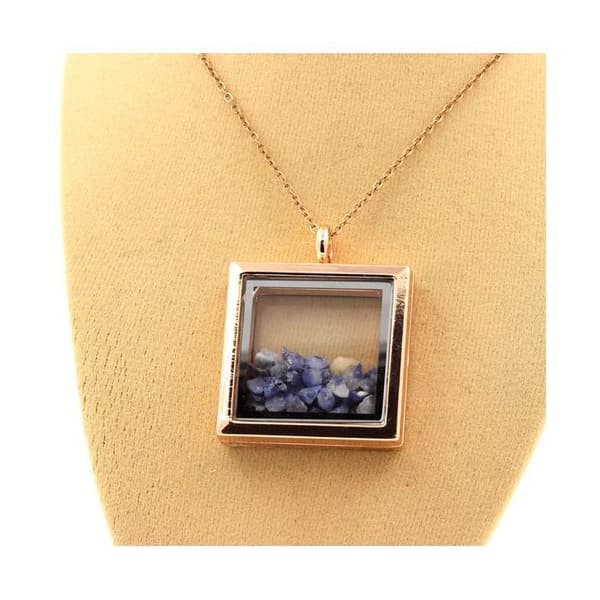 Collier - ABIJOUX - Rå Benitoit - Roséguld - Kristallhänge - Oxfodral kedja