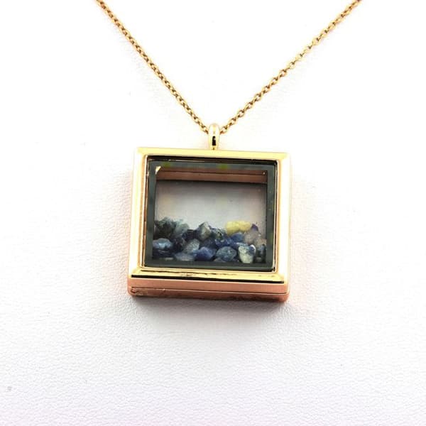 Collier - ABIJOUX - Rå Benitoit - Roséguld - Kristallhänge - Oxfodral kedja