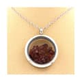 Miniatyrbild 2 av 3: Collier - ABIJOUX - Rå Rhodolite Granat - Pendentiv 25 mm - Rostfritt stål - Unisex