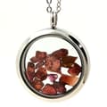Miniatyrbild 1 av 3: Collier - ABIJOUX - Rå Rhodolite Granat - Pendentiv 25 mm - Rostfritt stål - Unisex