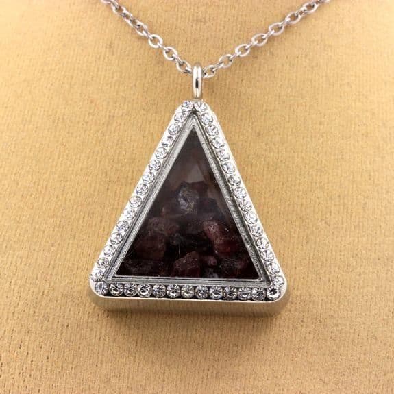 Collier - ABIJOUX - Rå rhodolite granat - Rostfritt stål - Unisex - Triangelmodell