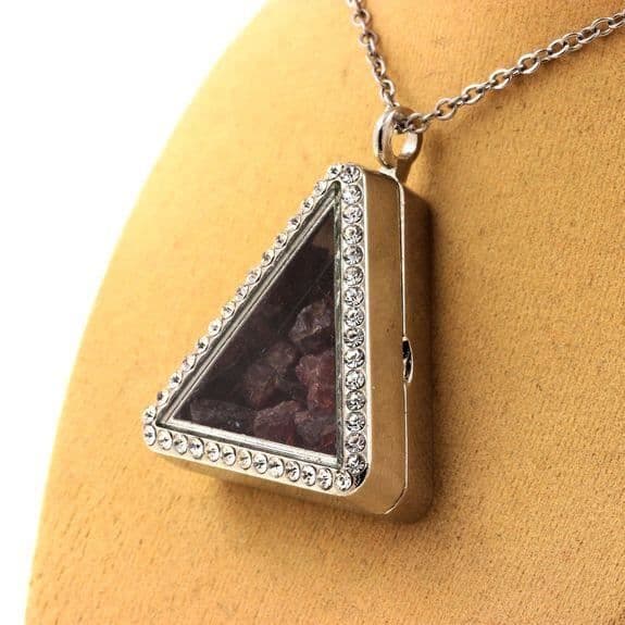 Collier - ABIJOUX - Rå rhodolite granat - Rostfritt stål - Unisex - Triangelmodell