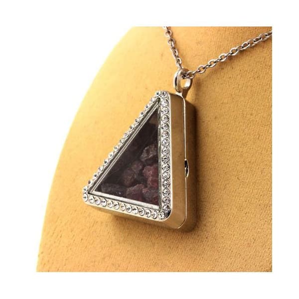 Collier - ABIJOUX - Rå rhodolite granat - Rostfritt stål - Unisex - Triangelmodell
