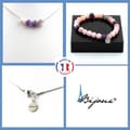 Miniatyrbild 1 av 4: Stenar och mineraler. Rosa Opal + Ametist Pärlarmband Halsband Set 8 mm. Kedja i anpassningsbar storlek.