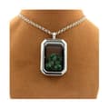 Miniatyrbild 2 av 3: Collier - ABIJOUX - Grenat Tsavorite - Rostfritt stål - Rekangulär hänge - Unisex